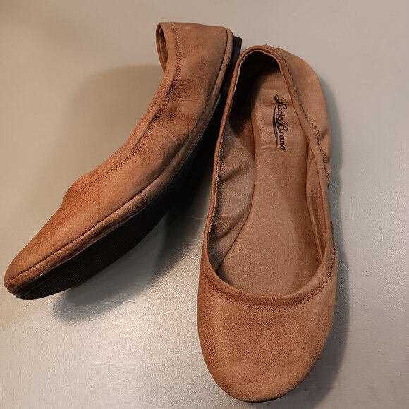 Lucky Brand women's 'Emmie' 'Cognac' leather ballet flats shoes sz 10 M - Picture 1 of 13